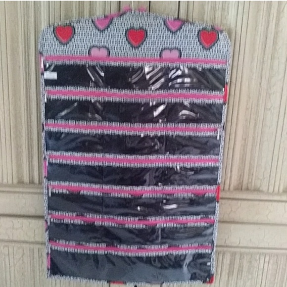 Hanging Jewelry Organizer with Pink Hearts, New, Holds A LOT! - Picture 2 of 4